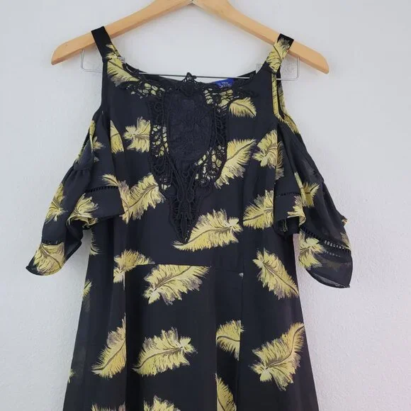 Disney Beauty and the Beast Dress Womens Sz M Black Chiffon Novelty Print Zipper - Picture 2 of 15